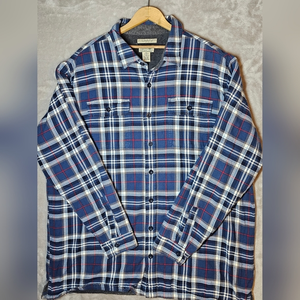 L.L. Bean Blue White Red Plaid Casual Button-Down Shirt. Like new. Big and  TALL